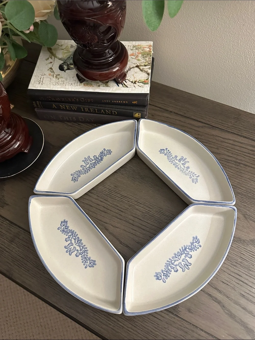 Vintage Pfaltzgraff Yorktowne Divided Relish Dish Inserts ~ Set of 4